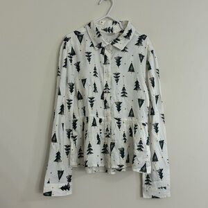 NWT Pine Tree Print Button Up Youth Small (9)